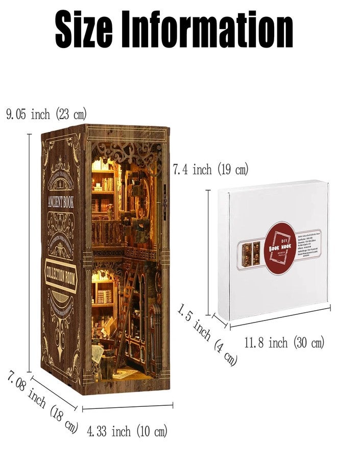 مجموعة ركن الكتب من نيستري - مجموعة منزل مصغر لتزيين رفوف الكتب، ألغاز خشبية ثلاثية الأبعاد يمكنك تركيبها بنفسك مع مصباح LED وغطاء واقٍ من الغبار، مجسمات مصغرة مستوحاة من المكتبات القديمة، هدية حرفية إبداعية للكبار ومحبي الكتب - Image 2
